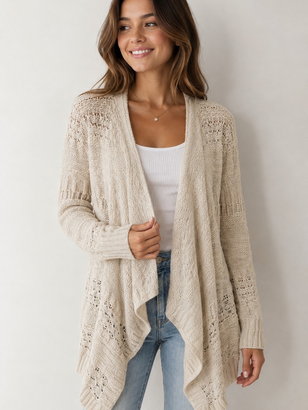 American Eagle Open Knit Waterfall Cardigan